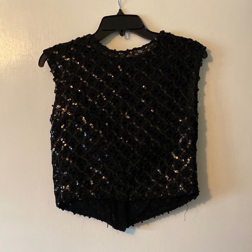 Koret of California Black Sequin  Top